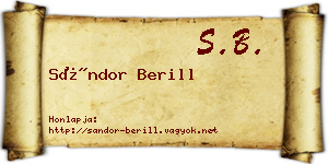 Sándor Berill névjegykártya