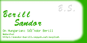 berill sandor business card